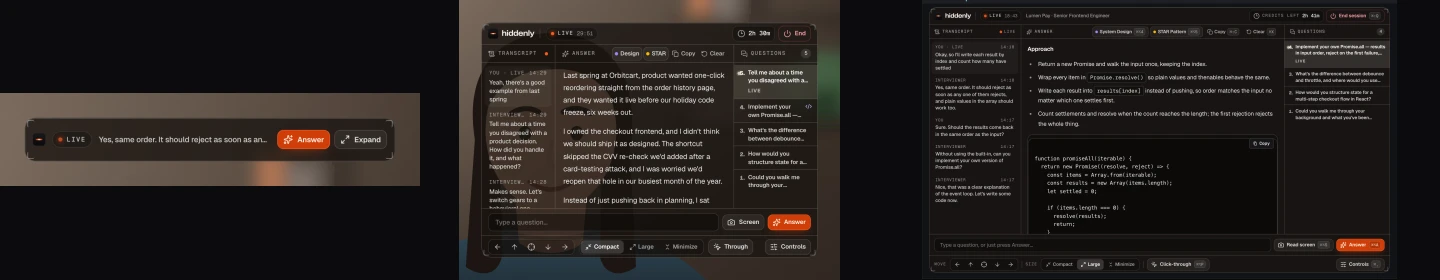 Overlay in minimize, compact and large sizes