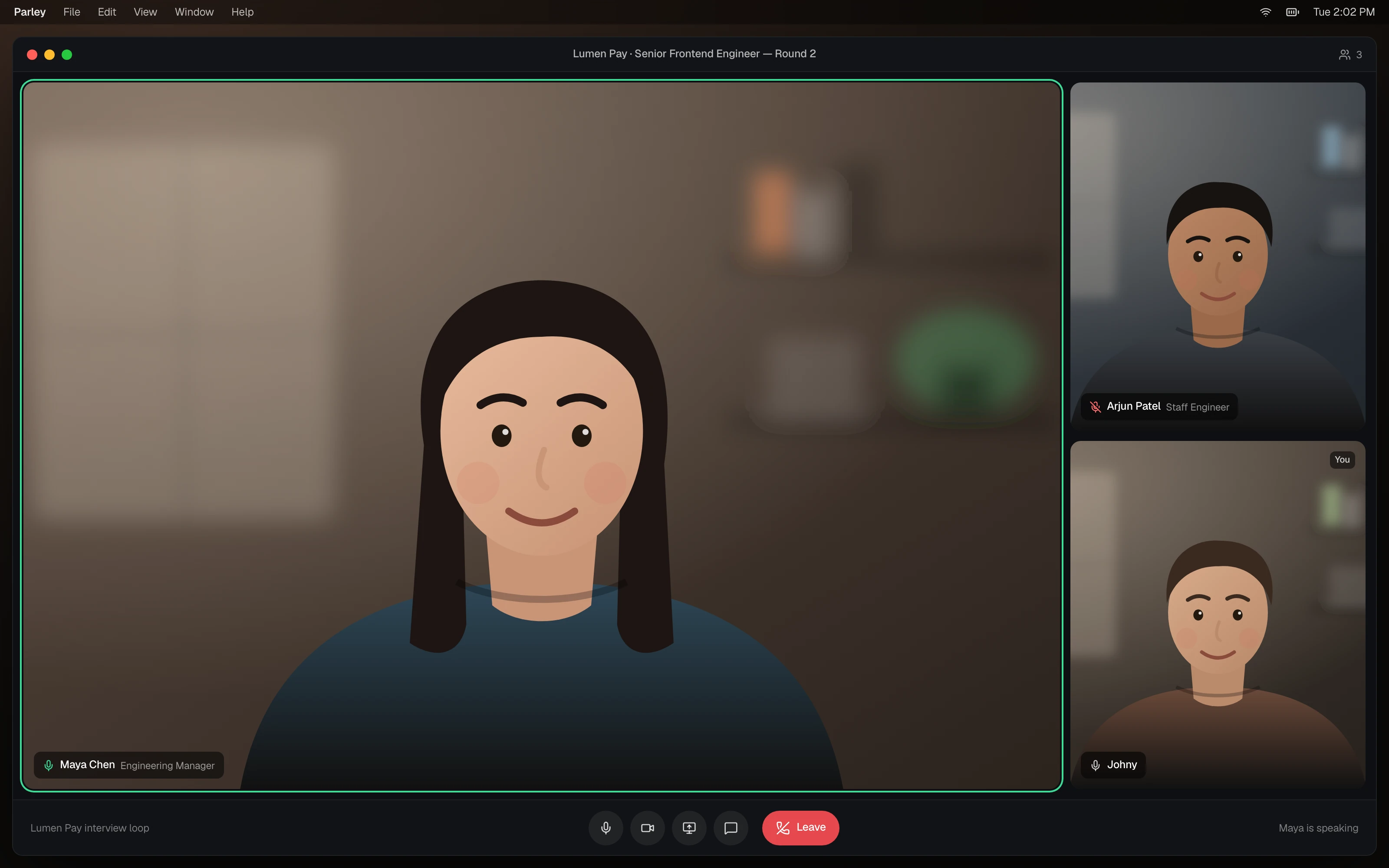 Clean shared-screen view of a video call without an extra notes window